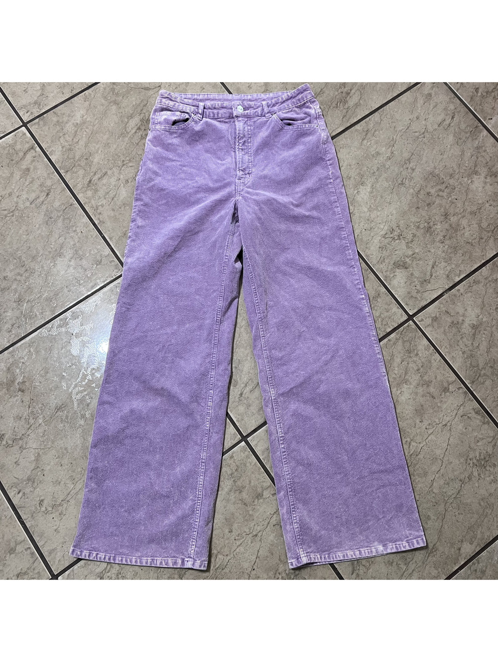 Divided H&M Lavender Purple Corduroy High Rise Wide Leg Baggy Preppy Pants Sz 10